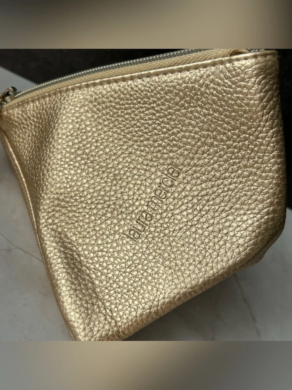 laura mercier Metallic Gold Wristlet Cosmetic Pouch